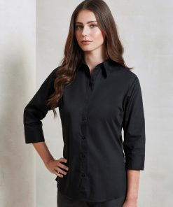 PREMIER LADIES 3/4 SLEEVE POPLIN SHIRT